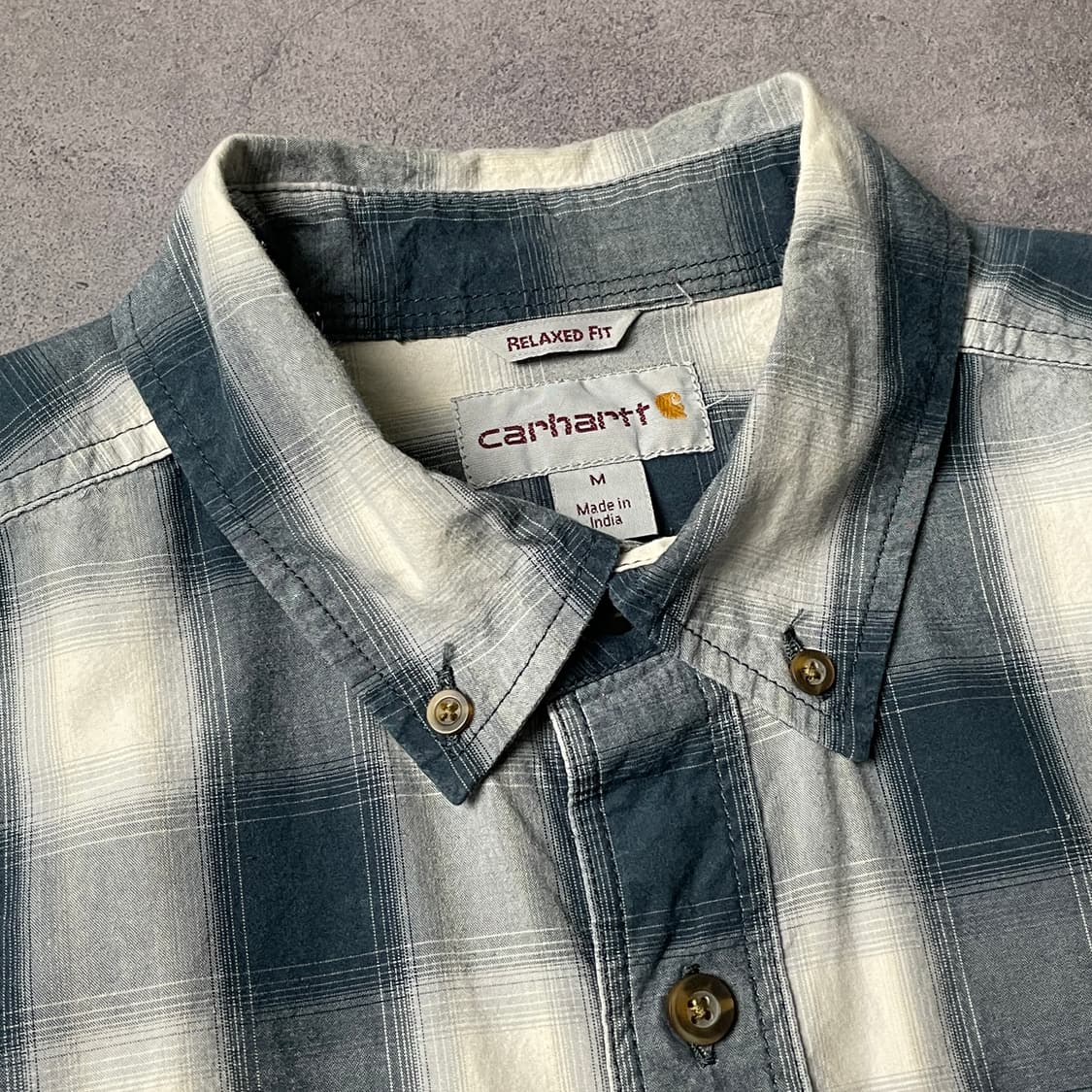 CARHARTT 칼하트 블루 체크 다운버튼 반팔 워크 셔츠 A00989 상품이미지2