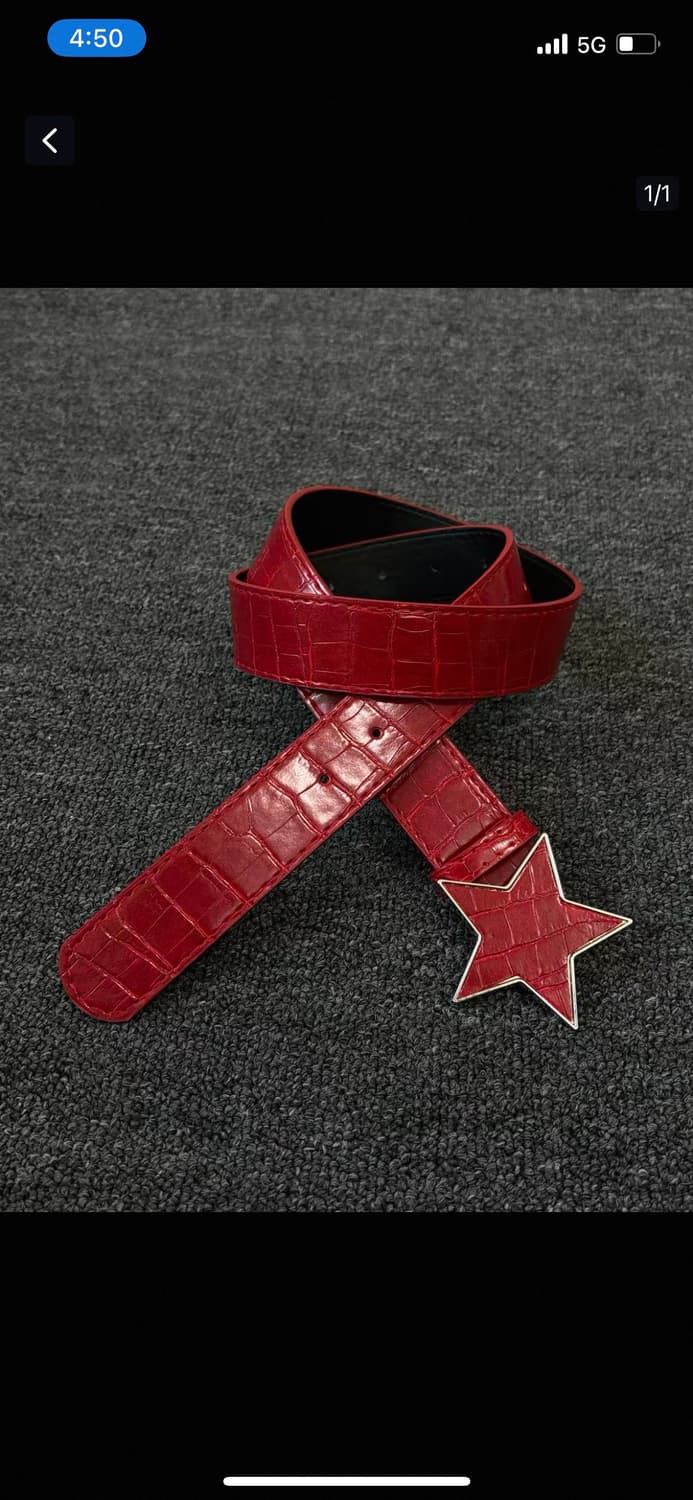Red Star Croc Leather Belt 상품이미지1