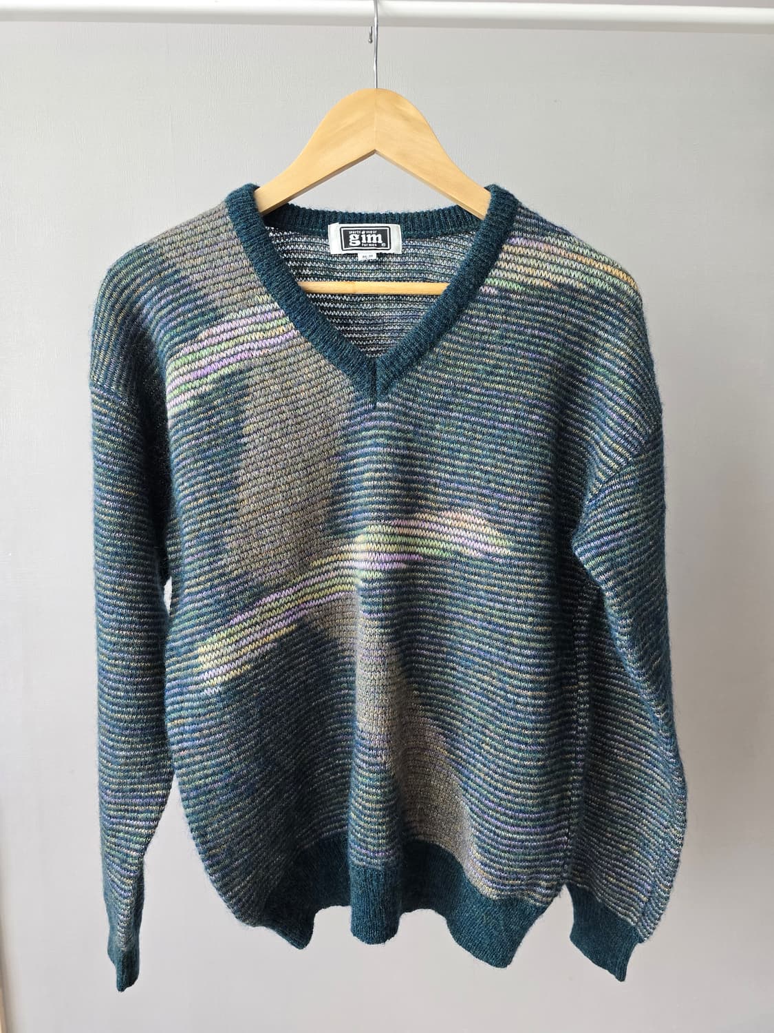일본 GIM 빈티지 울혼방  V넥 스웨터 L  상품이미지1