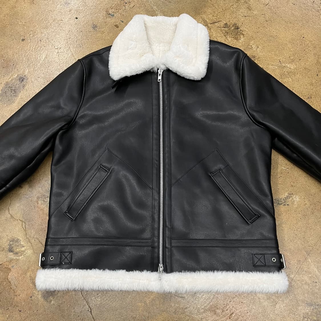 [정품/XL] 도프제이슨 블랙 가죽 무스탕 자켓 b18 상품이미지3