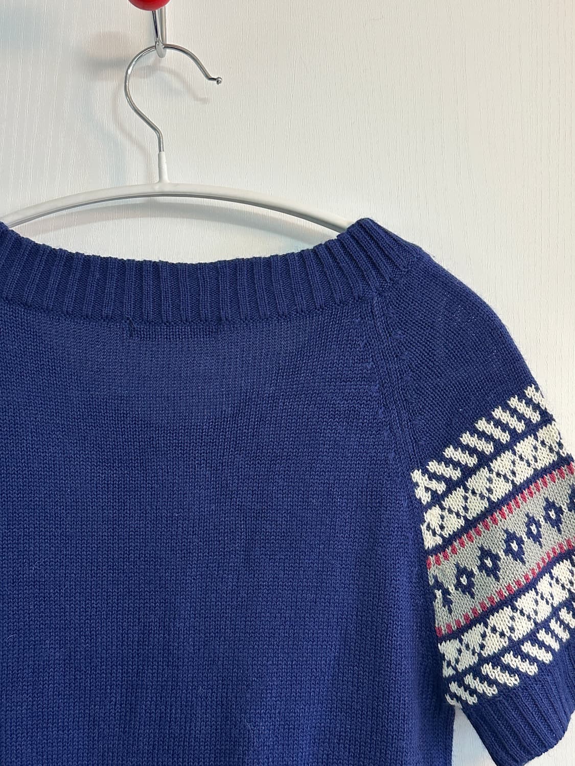 노르딕패턴 블루 반팔 니트 상품이미지5