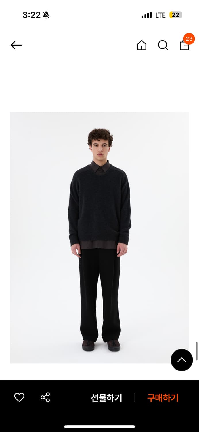 아모멘토 25FW 라쿤 브이넥 차콜 L 상품이미지1