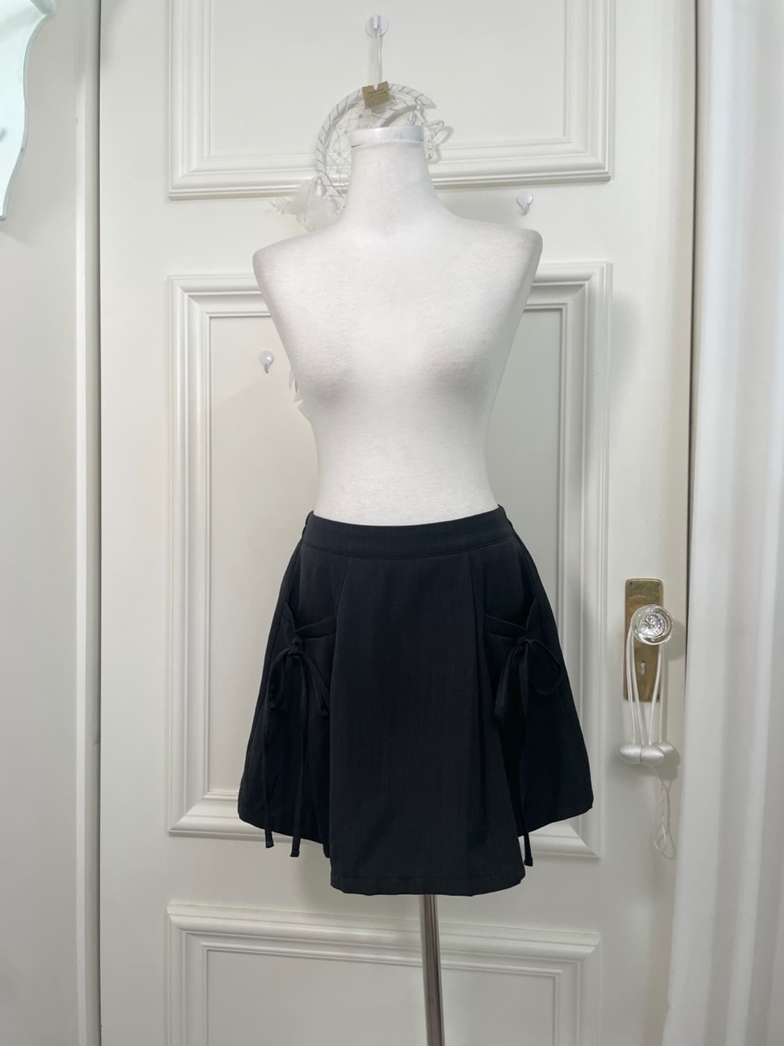black bow pleats banding mini skirt 상품이미지1