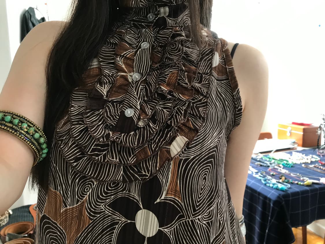 vintage pattern frill sleeveless 상품이미지3