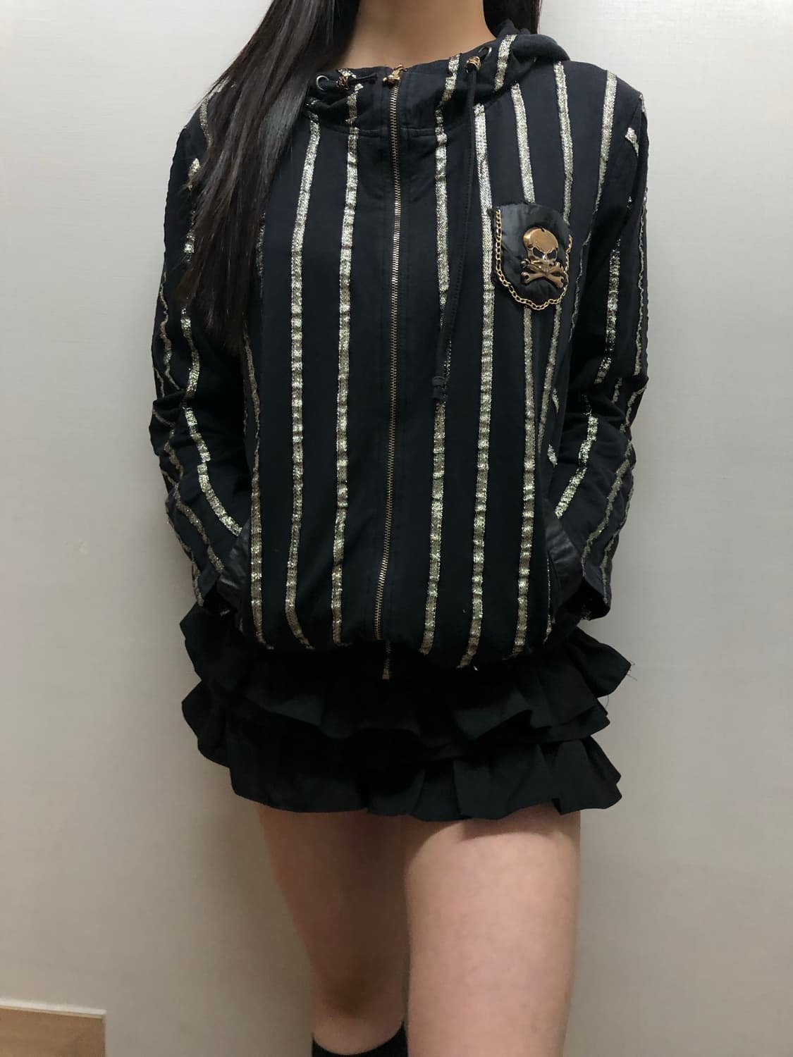빈티지 블랙 펑크 스컬 후드집업 상품이미지5