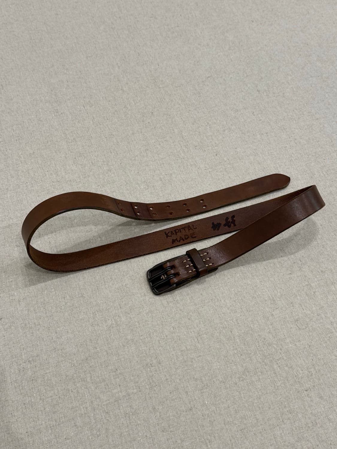 캐피탈 더블홀 브라운 레더 벨트 상품이미지2