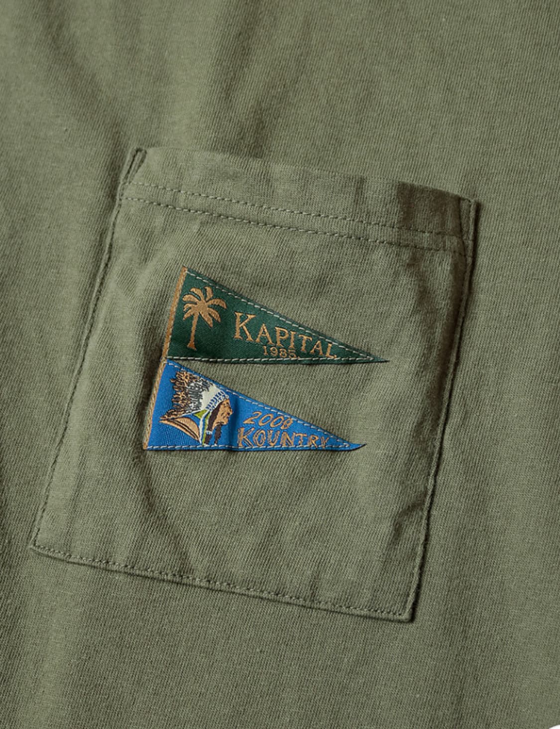 [새상품/L]  캐피탈 20 저지 패넌트 티셔츠 3 플래그 카키 상품이미지3