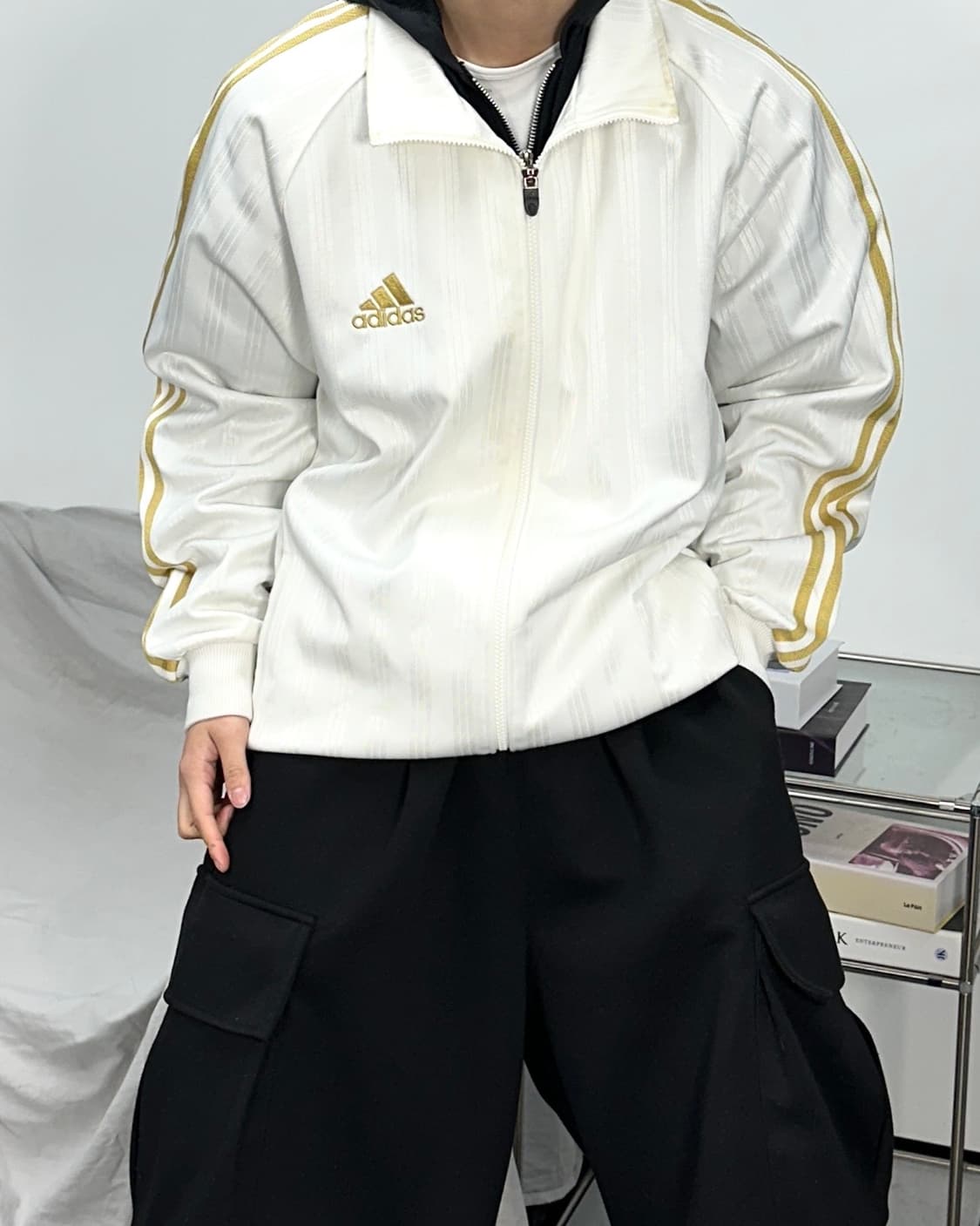 아디다스 제펜 화이트 골드 트랙탑 져지 L 상품이미지2