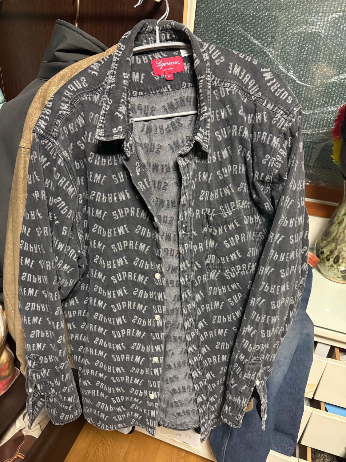 [XL] 슈프림 22ss 아크 자카드 데님셔츠 블랙 상품이미지2