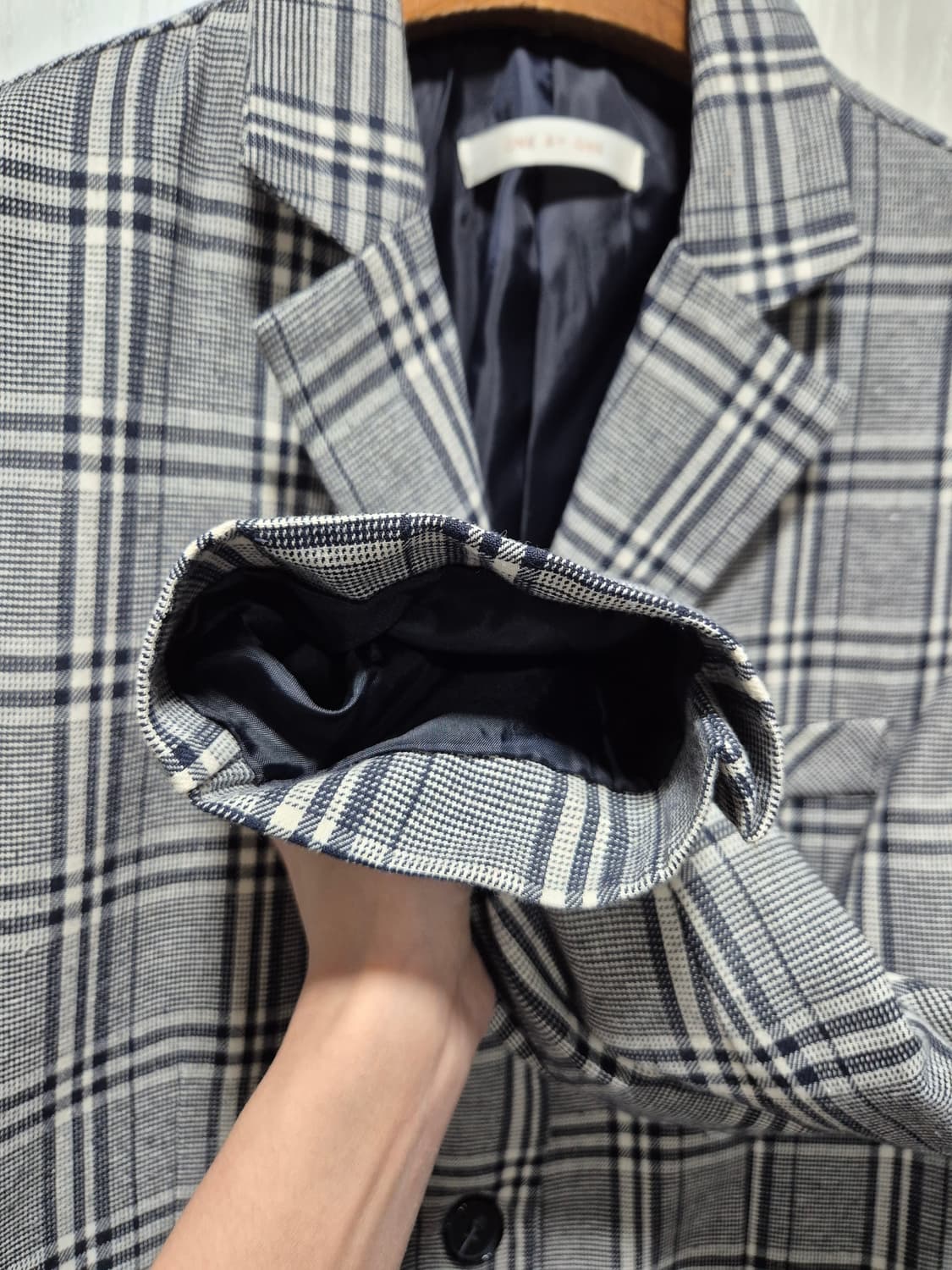 빈티지 체크 패턴 자켓 상품이미지5