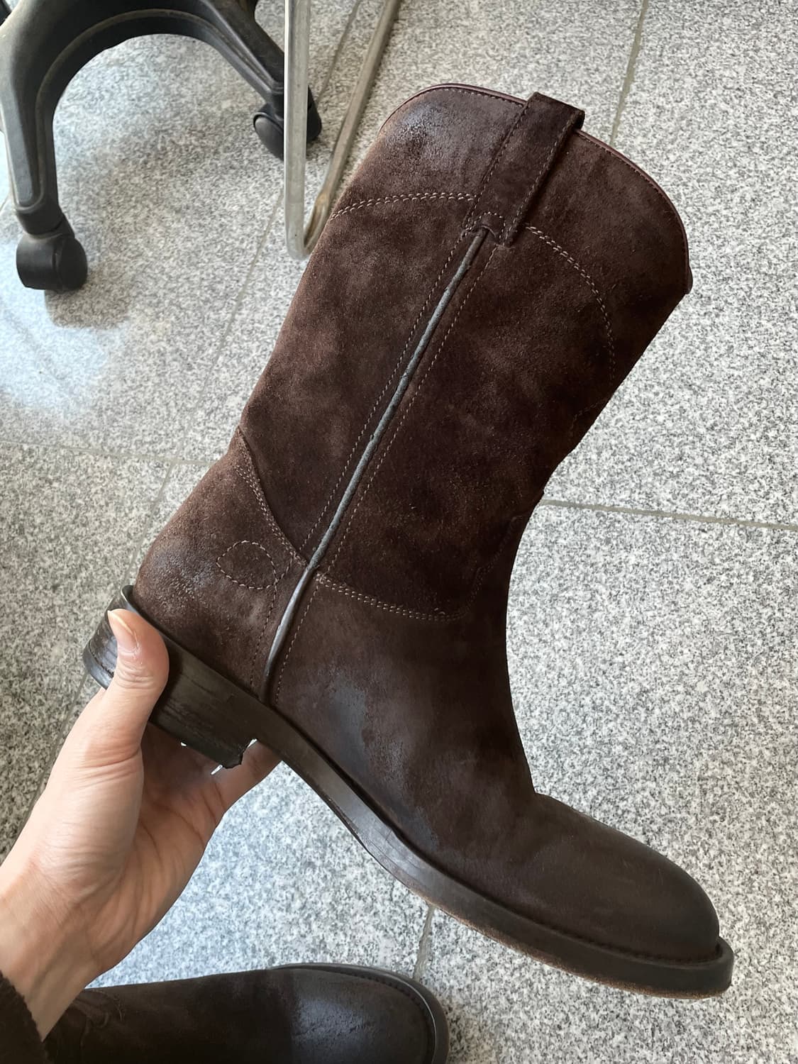 [40]부테로 웨스턴 부츠 왁시 다크브라운 러프아웃 메이드 인 이태리 상품이미지3