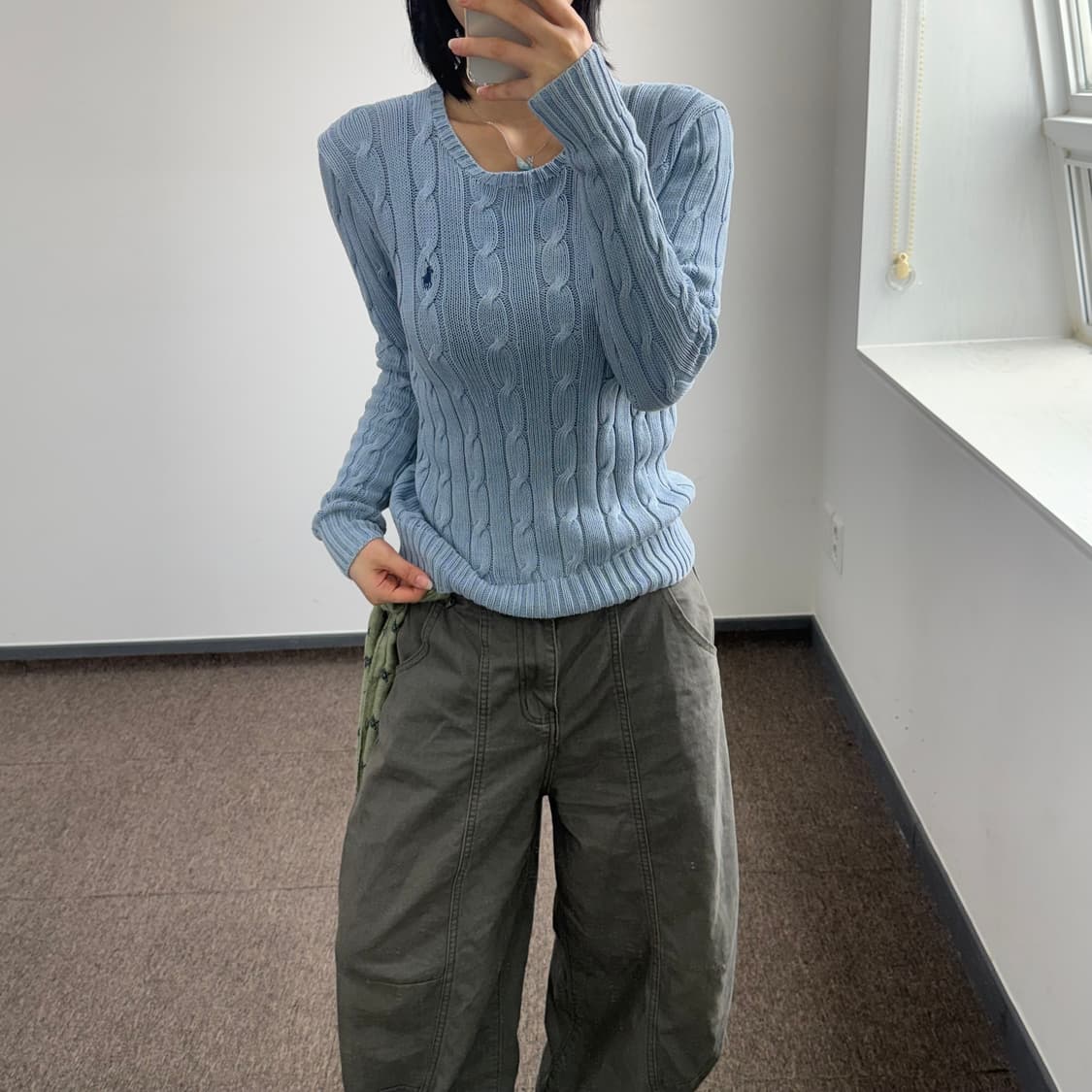 Polo 폴로 블루 포니 라이트 블루 케이블 니트 상품이미지2