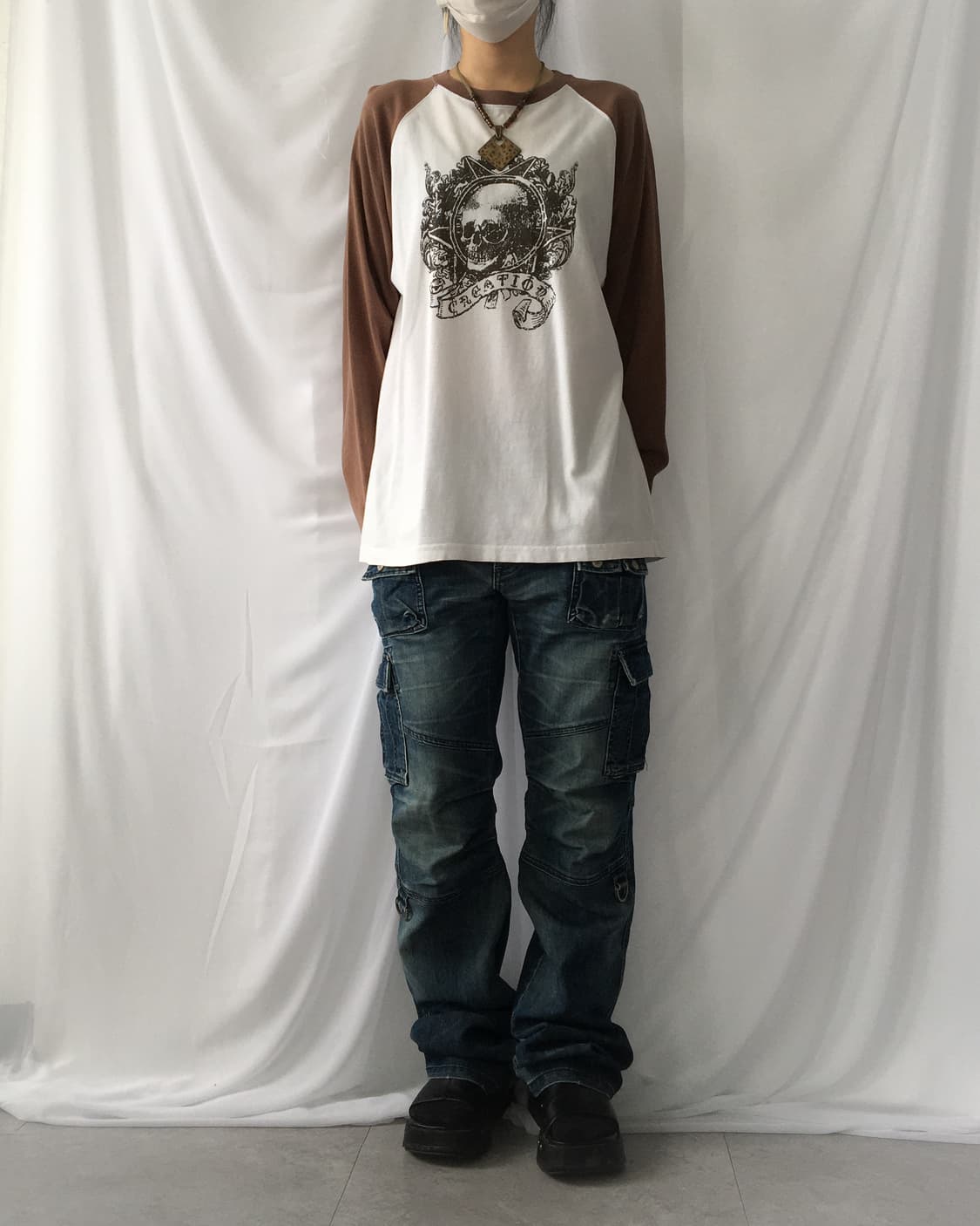 Skull printing raglan sleeve 상품이미지4