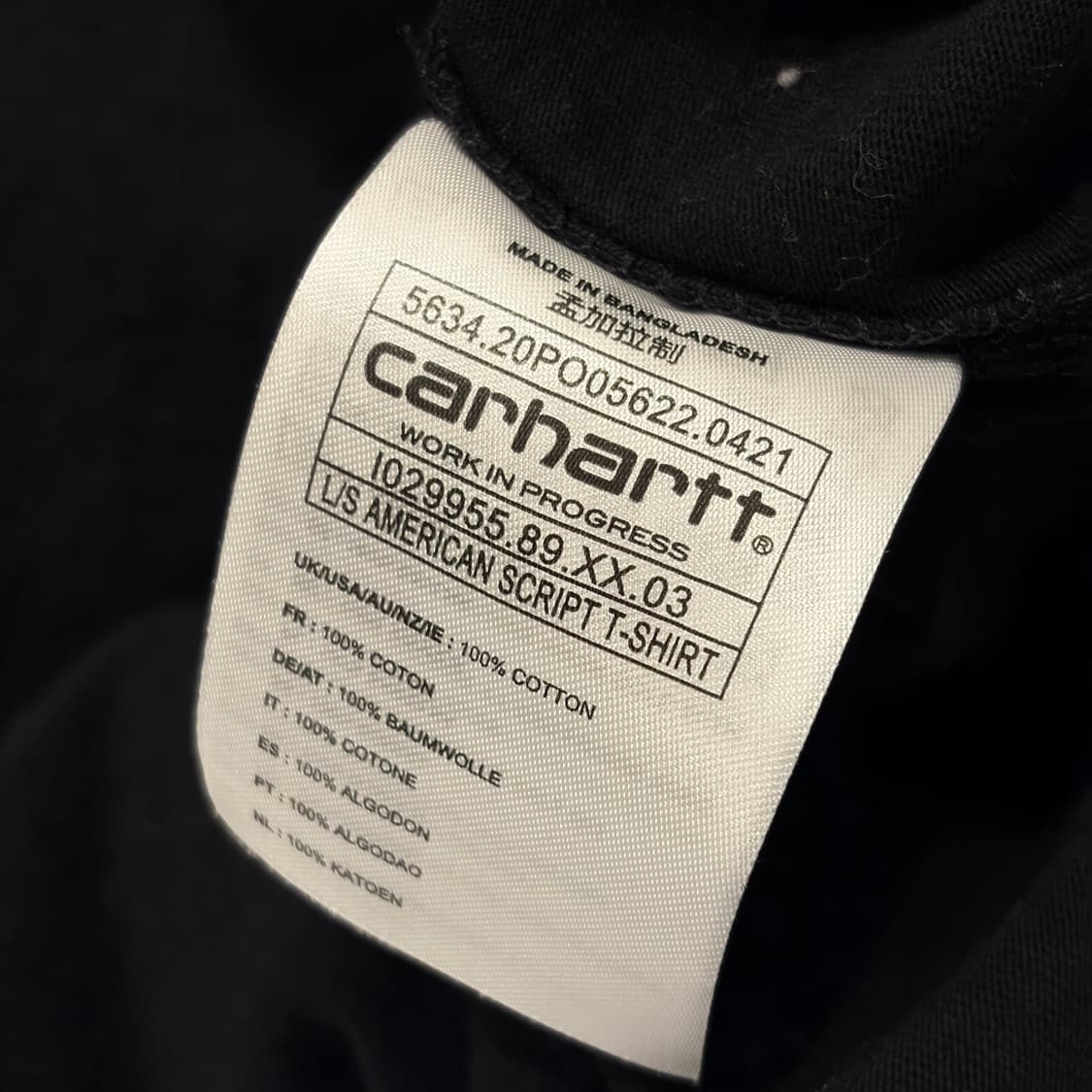 [XL] 칼하트 WIP 블랙 긴팔 티셔츠 C533 상품이미지7