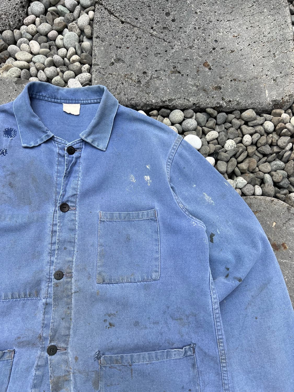 WASHING BLUE FADED DIRTY OLD 빈티지프렌치워크자켓 상품이미지7
