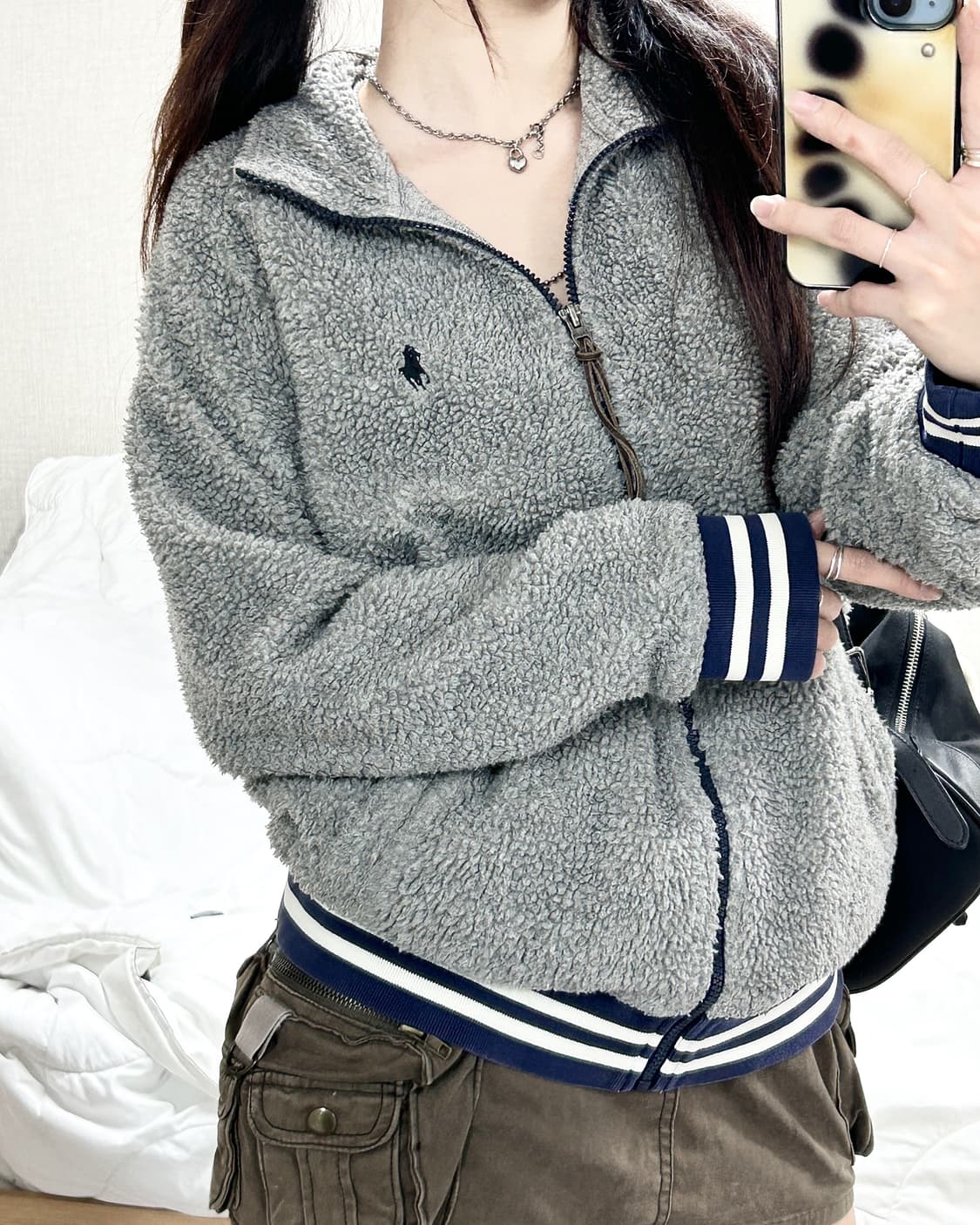 폴로 네이비포니 그레이 후리스 집업 상품이미지2