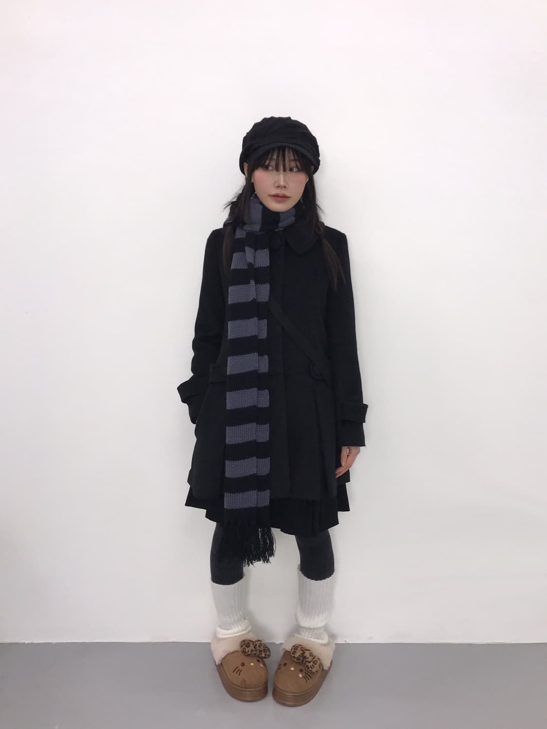 Jpn Black Wool Single-Breasted Half Coat 상품이미지2
