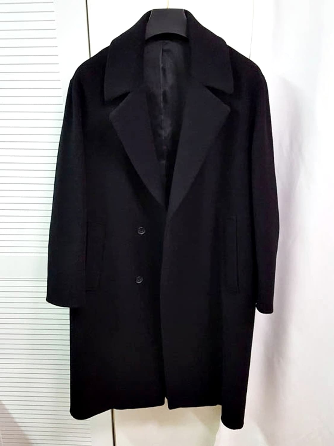 Tngt 남성 세미오버핏 캐시미어 핸드메이드 로브 코트 블랙 상품이미지1