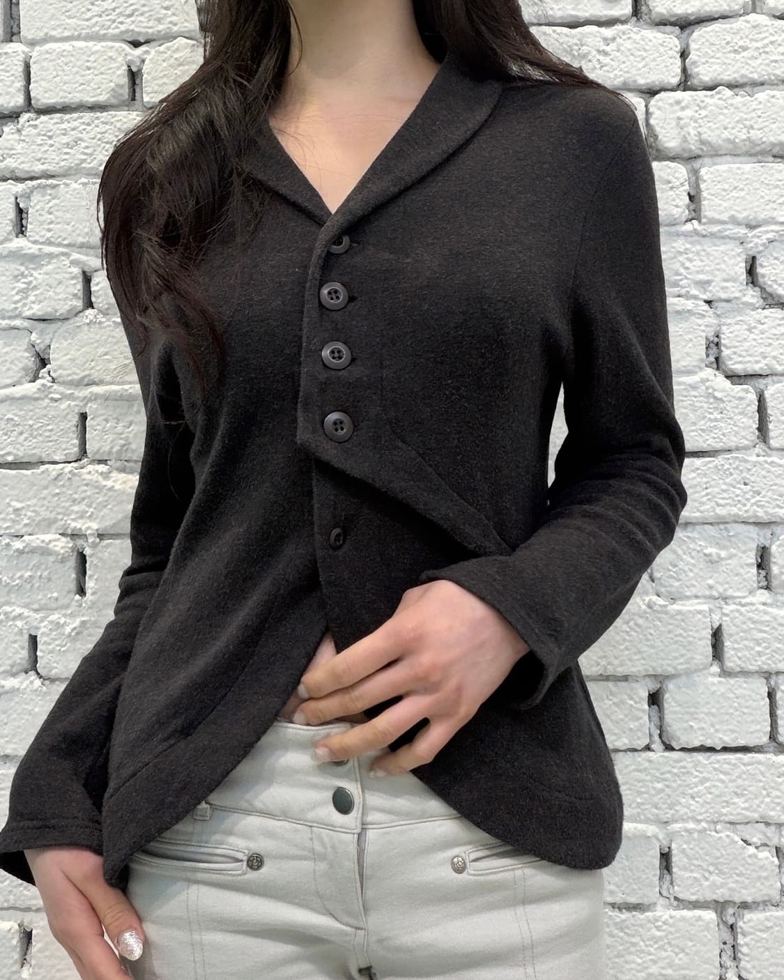 Asymmetric Button Layered Jacket 상품이미지3