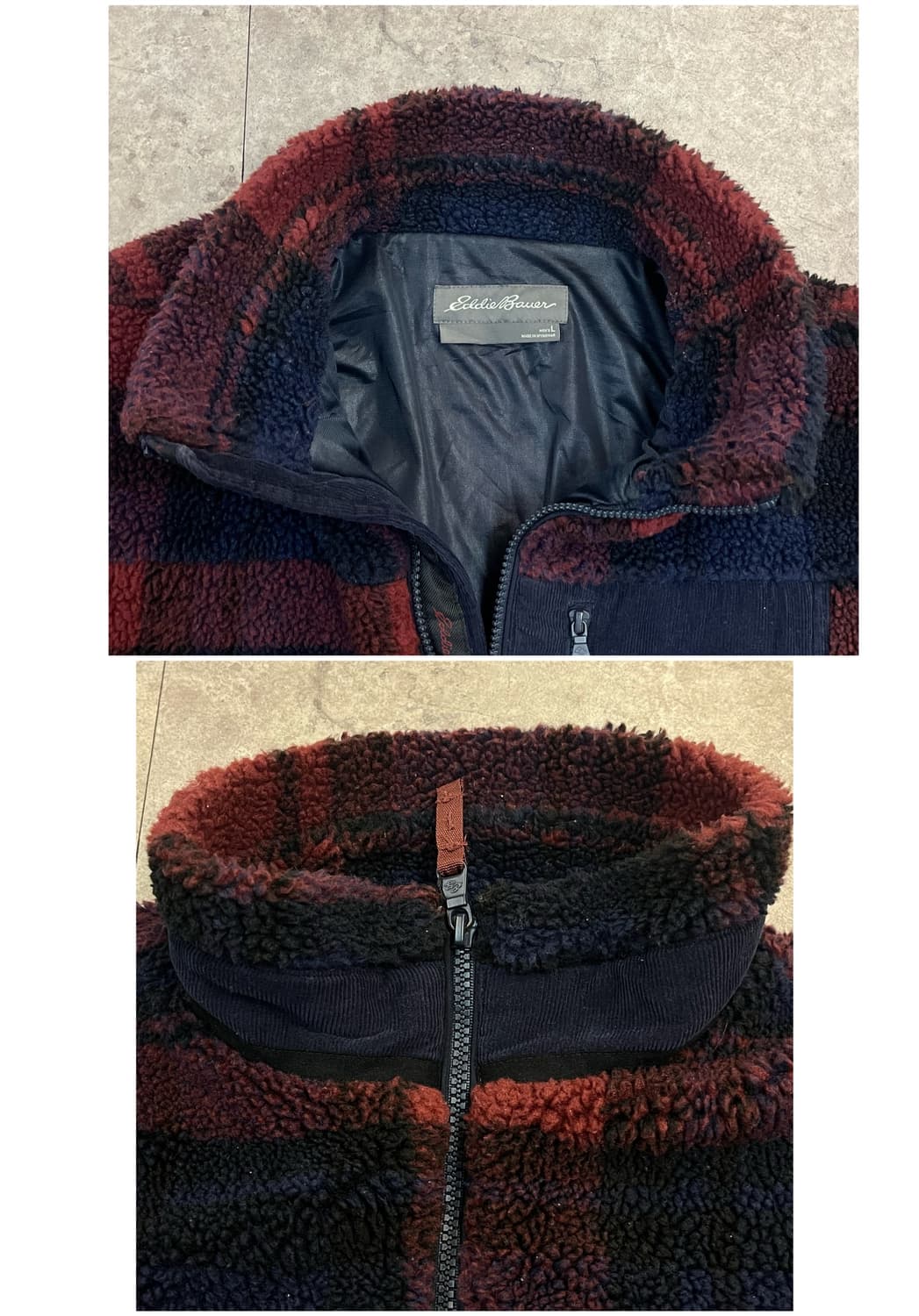 에디바우어 체크 플리스 자켓 레드 L #csz3571 상품이미지6