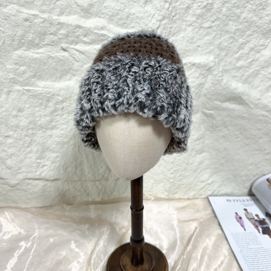 빈티지 퍼 니트모자 버킷햇 상품이미지1