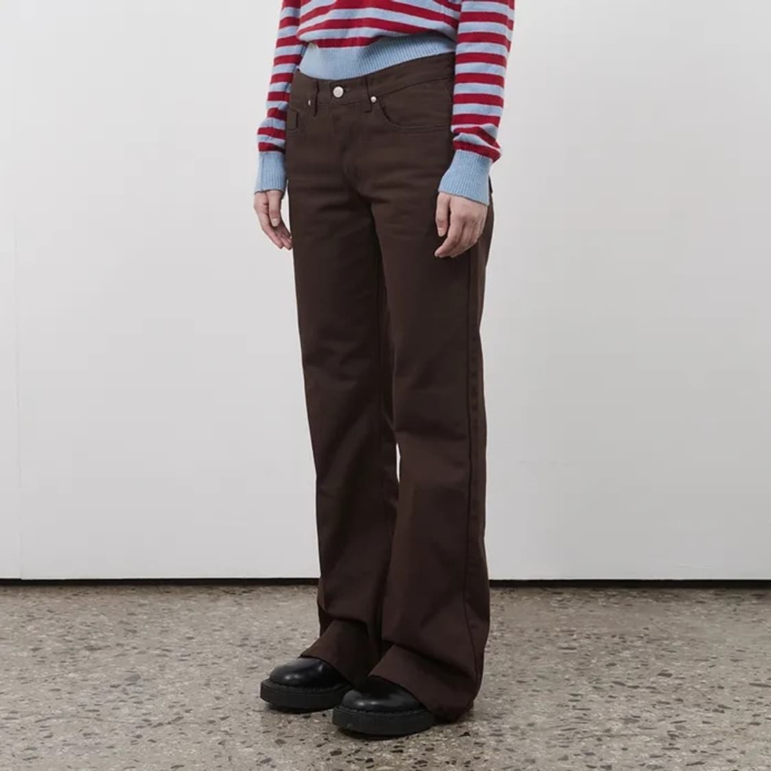 오헤시오 브라운 부츠컷 코튼 팬츠  상품이미지2