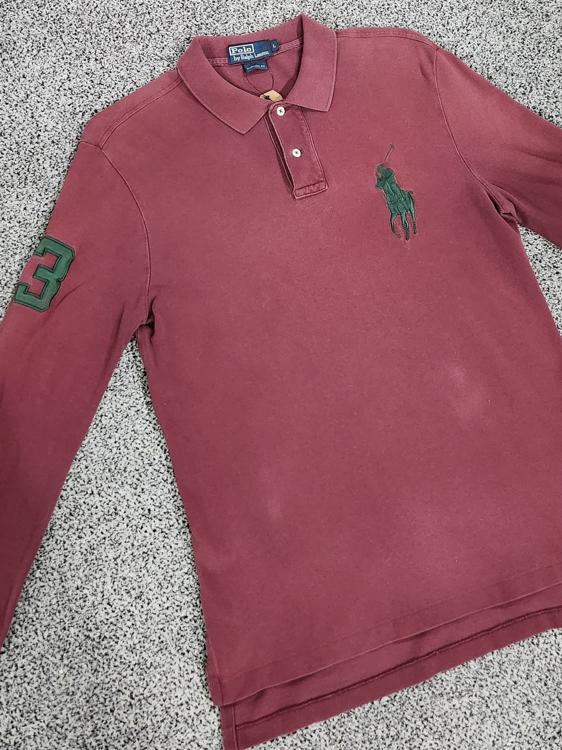 버건디 컬러 빅포니 폴로 긴팔 카라티  상품이미지2