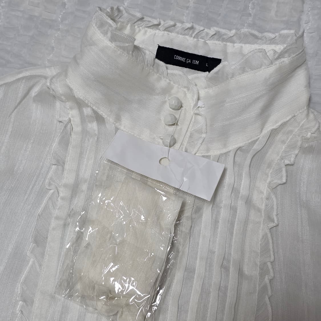 화이트 프릴레이스 시스루 공겜여주st 블라우스 상품이미지2