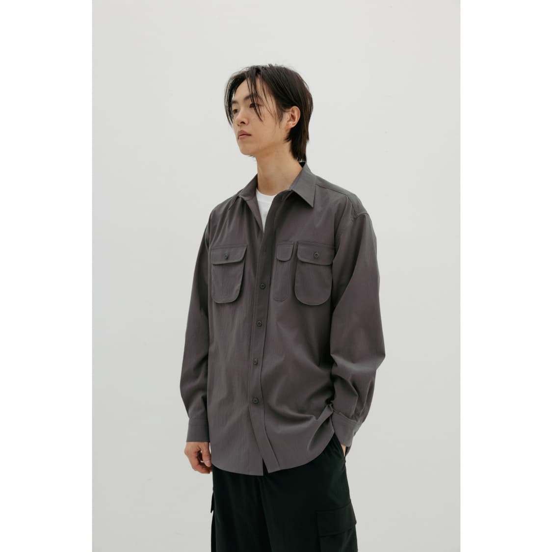 [1] 오토매틱포더피플 엔지니어 3포켓 셔츠 챠콜블랙 상품이미지3