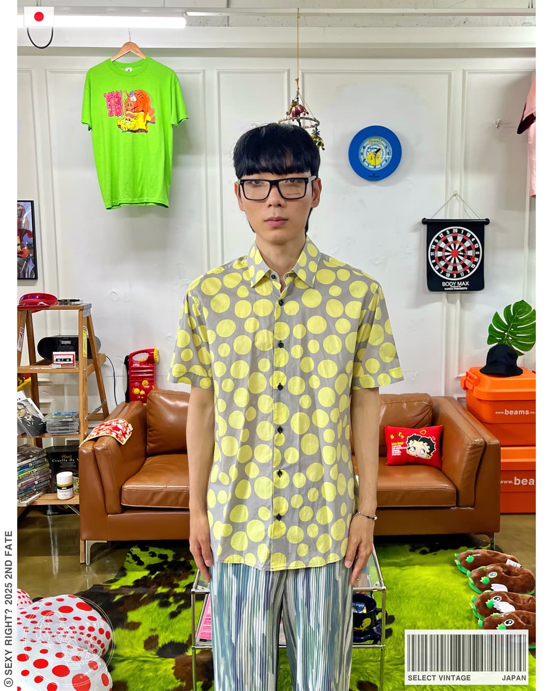 Japanese Vintage Dot Pattern 1/2 shirt 상품이미지1
