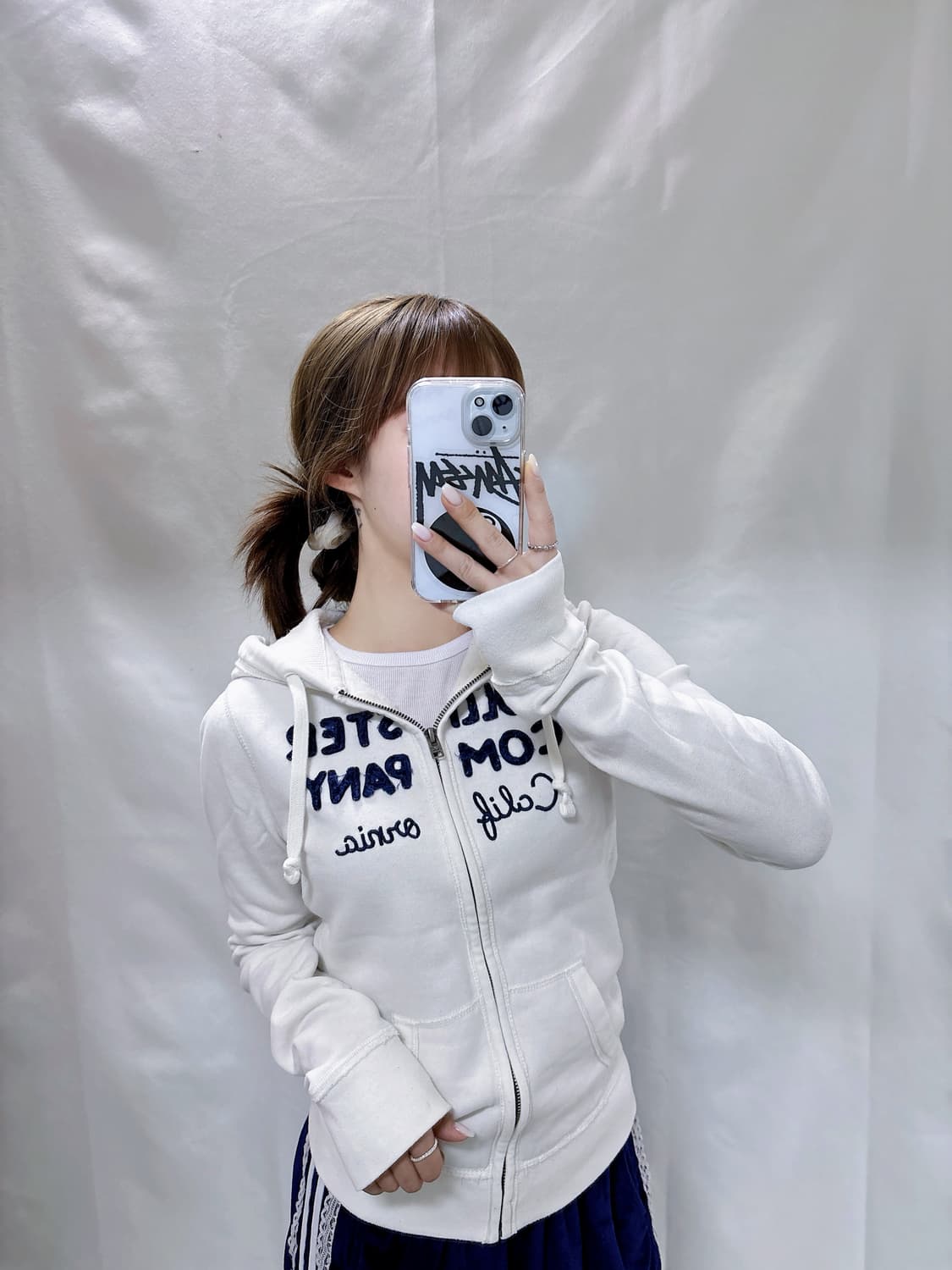 홀리스터 화이트 딱붙핏 후드집업  상품이미지2