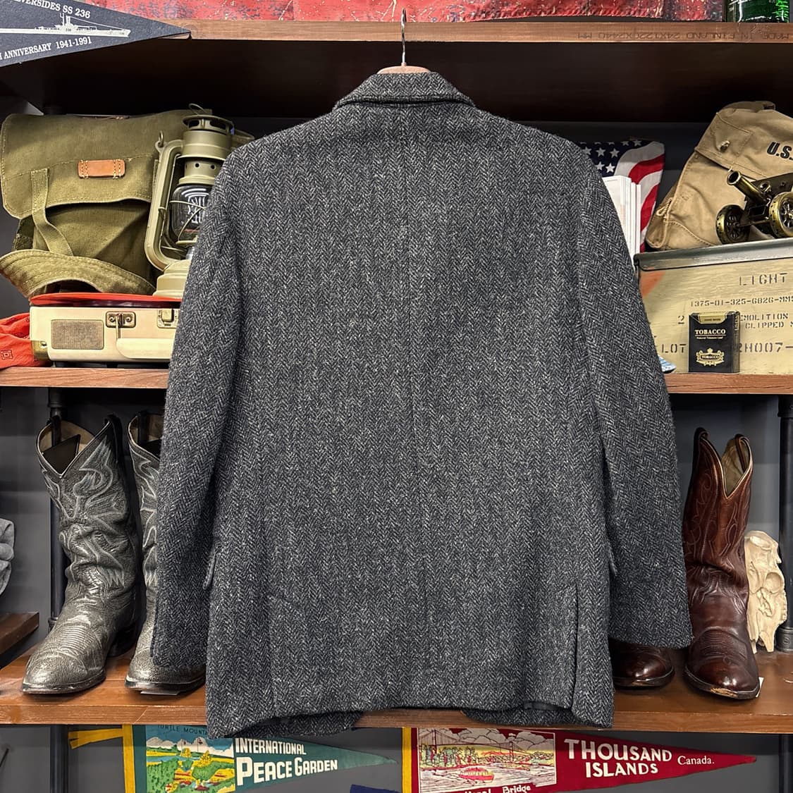 빈티지 해리스트위드 4버튼 헤링본 울 블레이저 상품이미지2