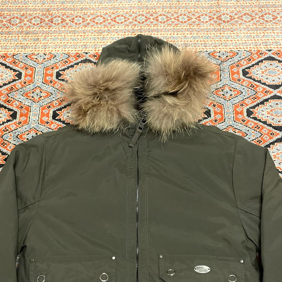 가스베이직 카키 포켓 숏 후드점퍼 여성M 상품이미지2