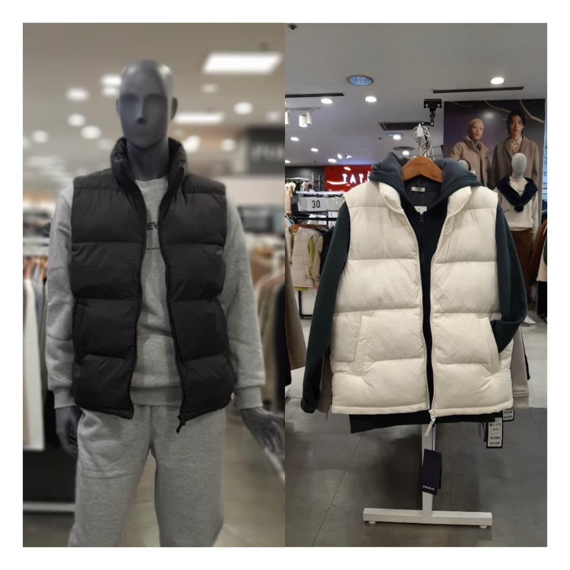 (택있는새옷) 폴햄 남녀공용 블랙,아이보리 조끼패딩 95 커플 상품이미지1