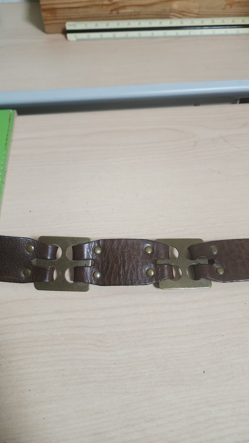 빈티지 스타일 브라운 황동 버클 징 통가죽 벨트 상품이미지3