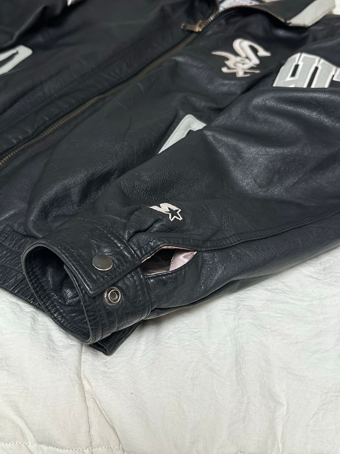 90s 스타터 시카고 화이트 삭스 메이저리그 가죽자켓 점퍼 라지 상품이미지4