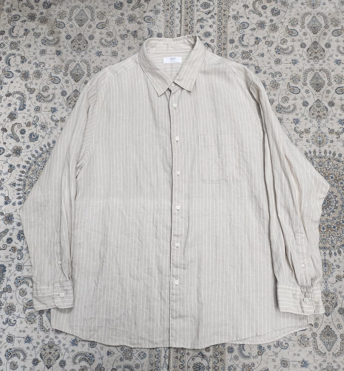 유니클로 스트라이프 린넨 셔츠 4XL 상품이미지1