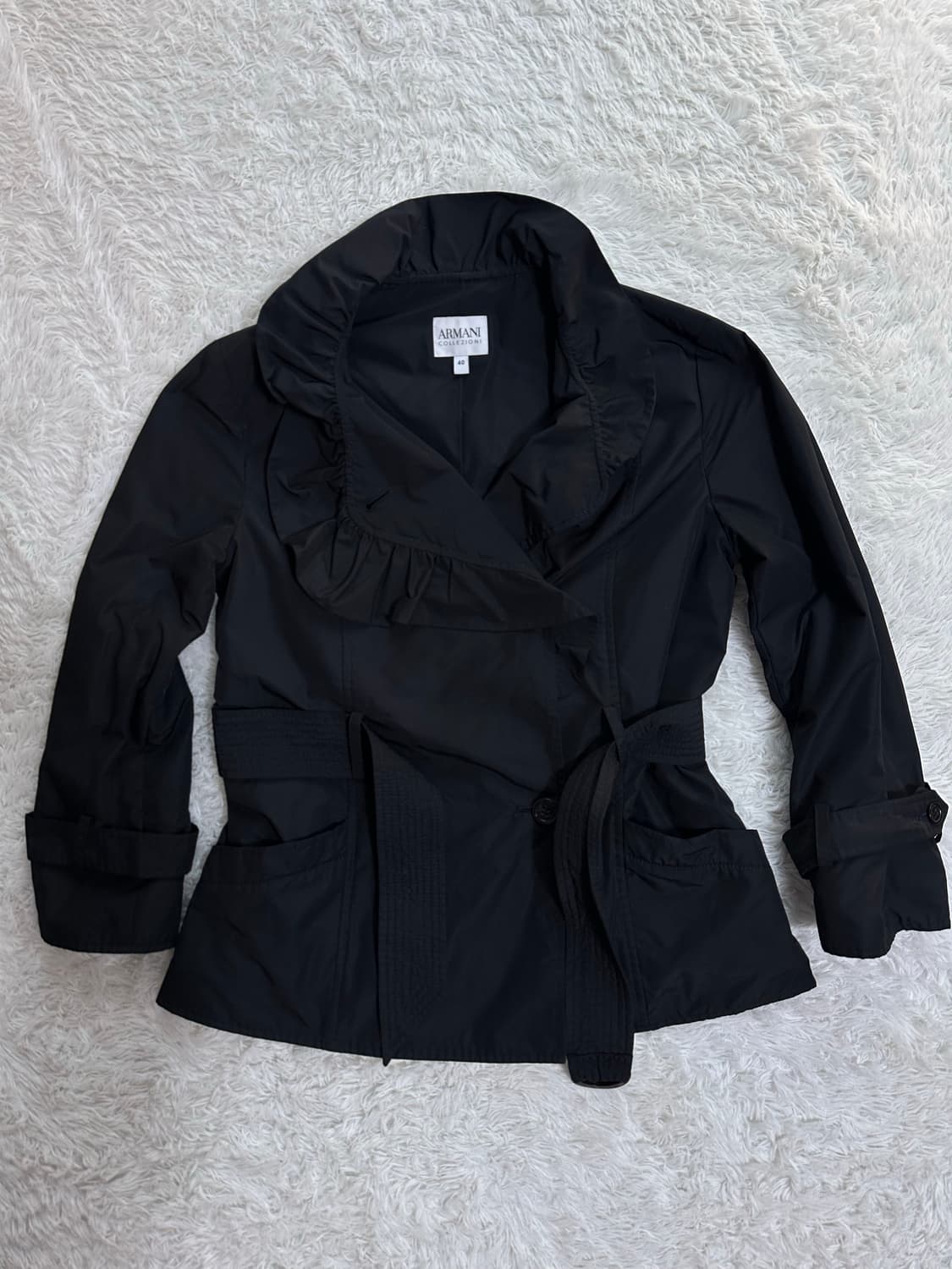 아르마니 콜레지오니 블랙 트렌치 코트 40 상품이미지2