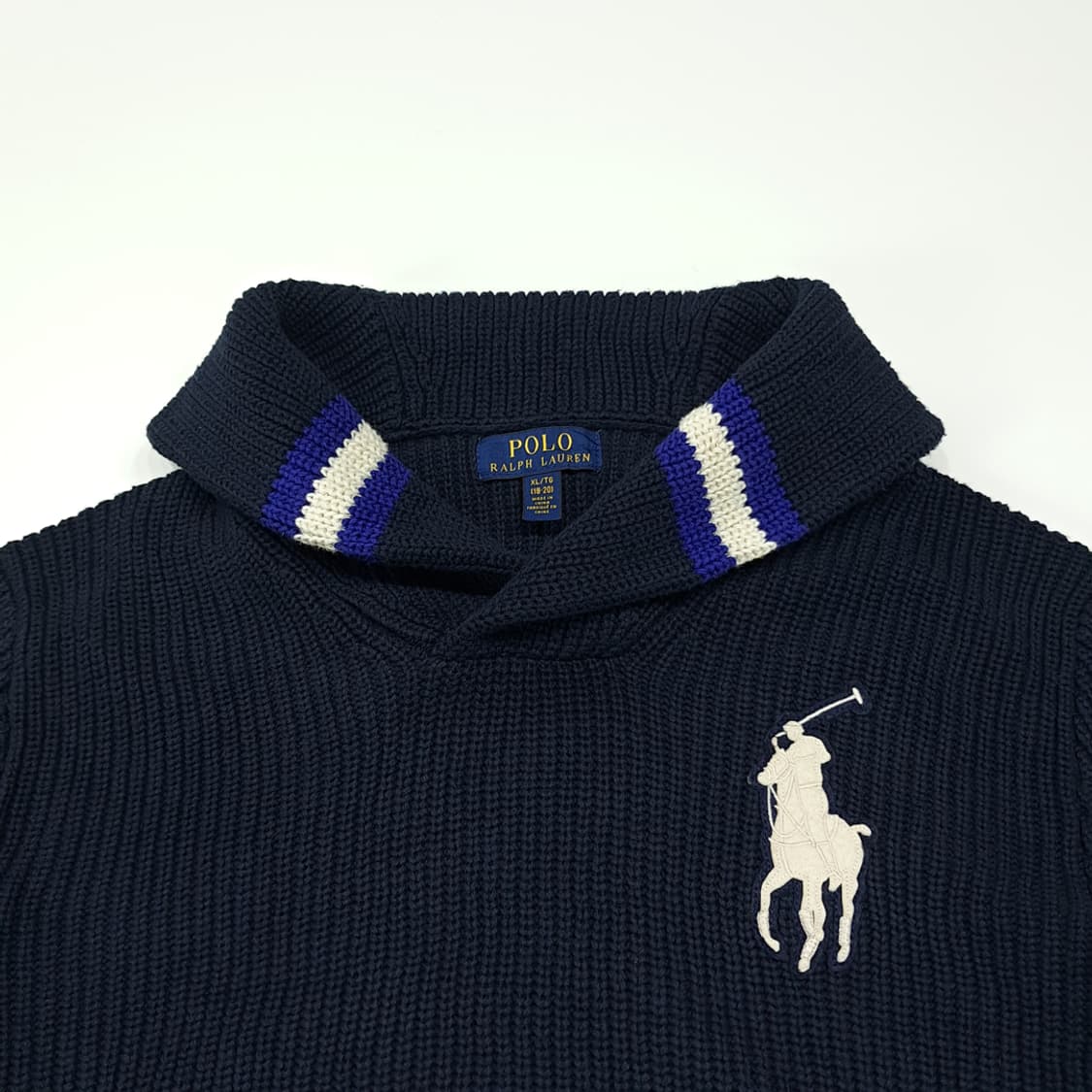 CL061 XL 폴로 랄프로렌 빅 포니 & 바시티 스트라이프 숄카라 니 상품이미지2