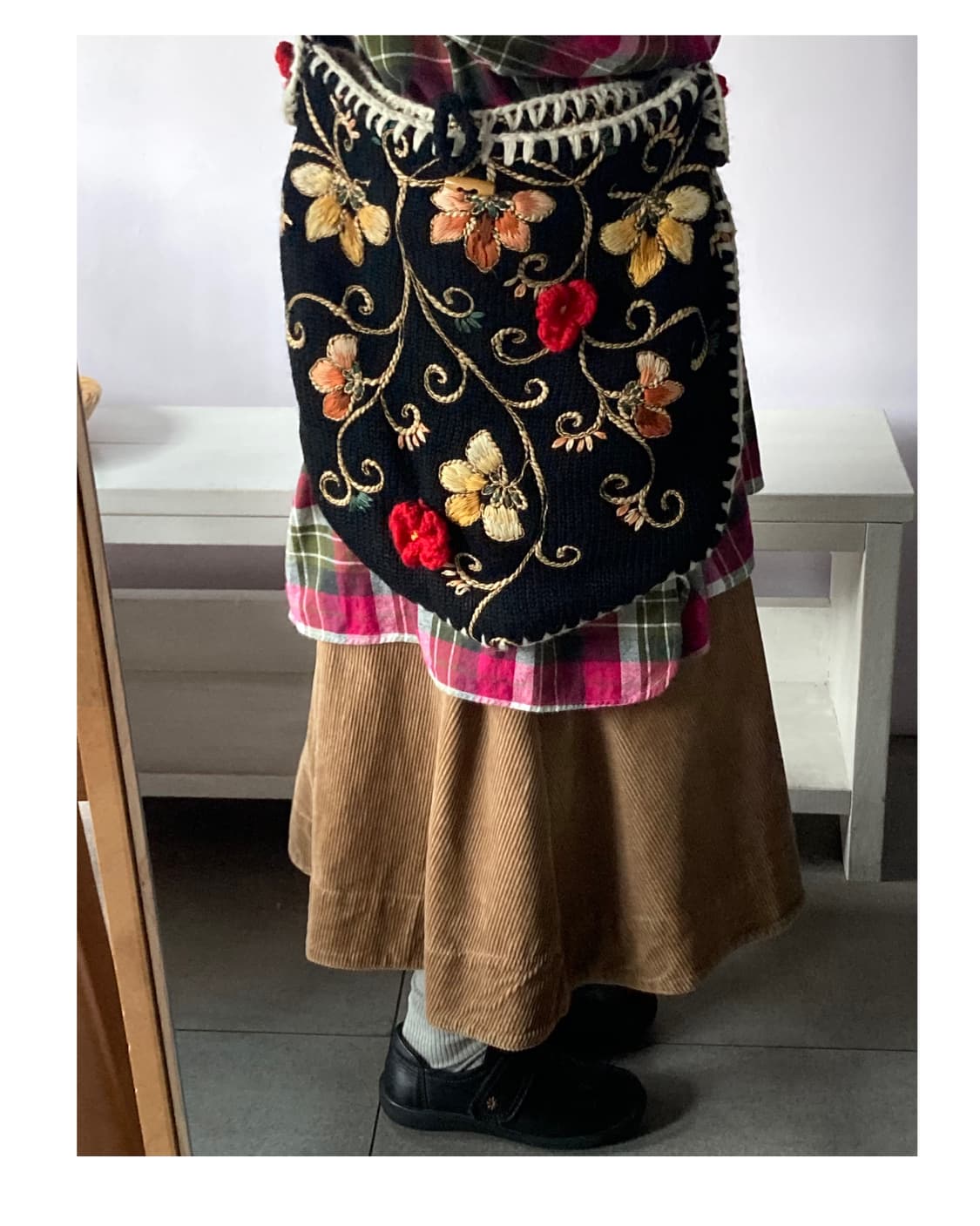 겨울 그린핑크체크 원피스 상품이미지4