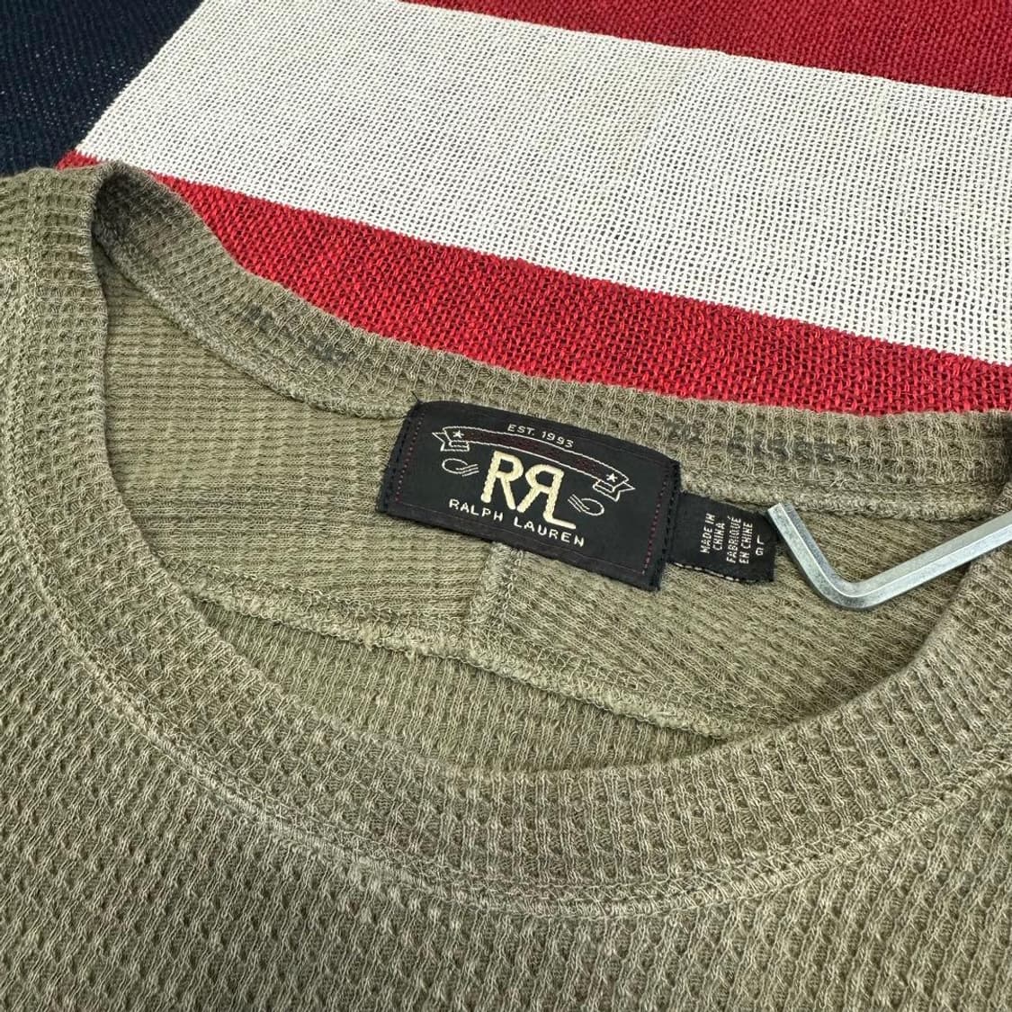 RRL 더블알엘 래글런 와플 니트 크루넥 롱 슬리브 티셔츠 올리브 상품이미지2