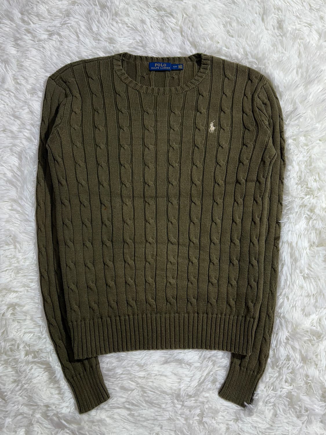 퓰로 랄프로렌 화이트포니 카키 꽈배기 니트  상품이미지3