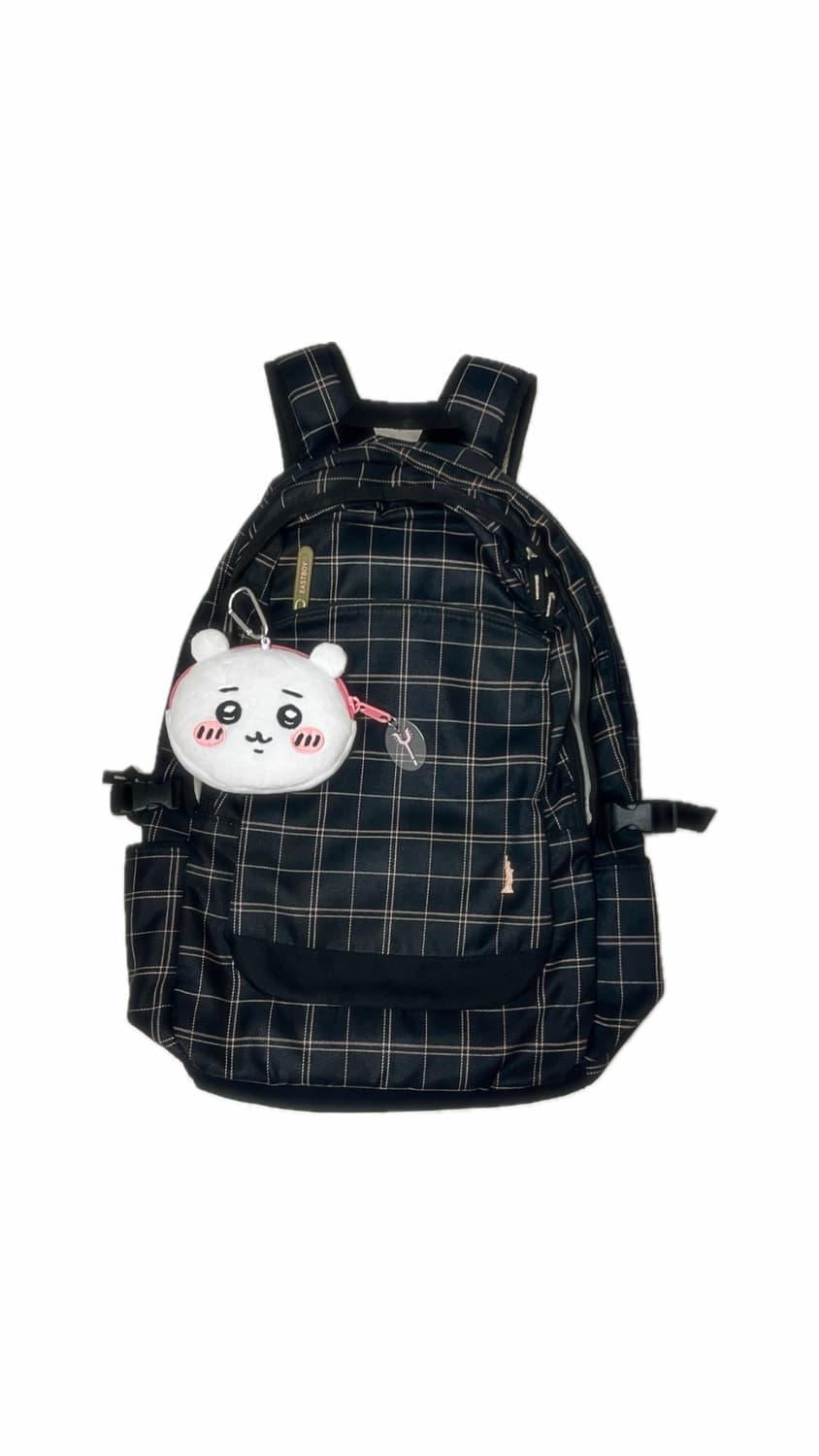 블랙핑크 체크패턴 백팩 + 치이카와 릴패스 🎀 상품이미지1