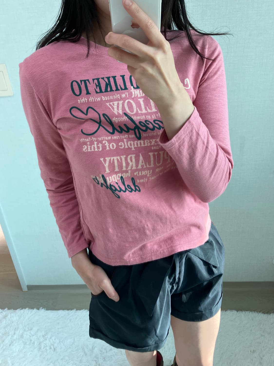 jpn vintage 핑크 레터링 롱 슬리브 y2k 스트릿 갸루 펑키 상품이미지3