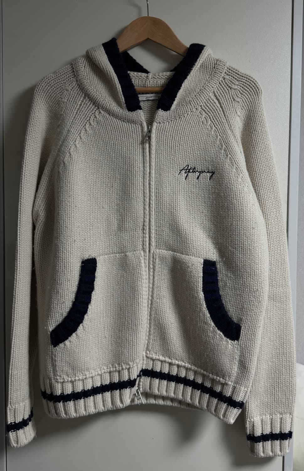 애프터프레이 코위찬 집업 니트 후디 아이보리 S size 상품이미지5
