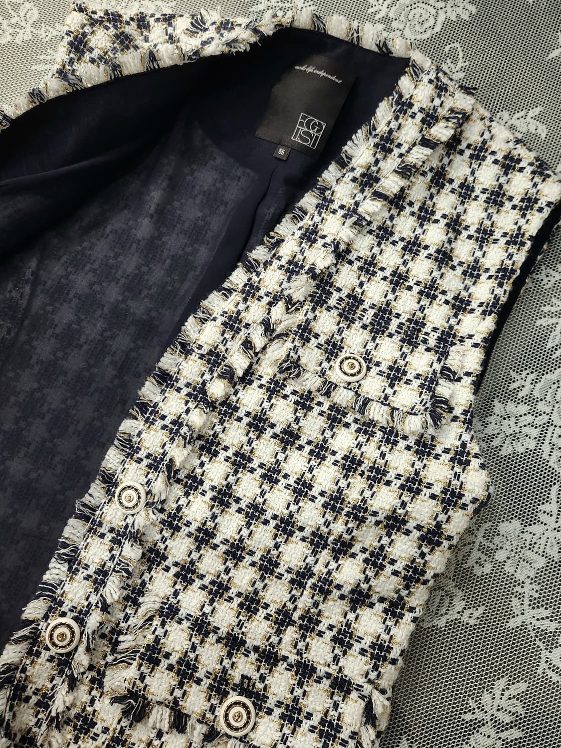 (새상품)에고이스트 포켓 트위드 롱베스트 상품이미지4