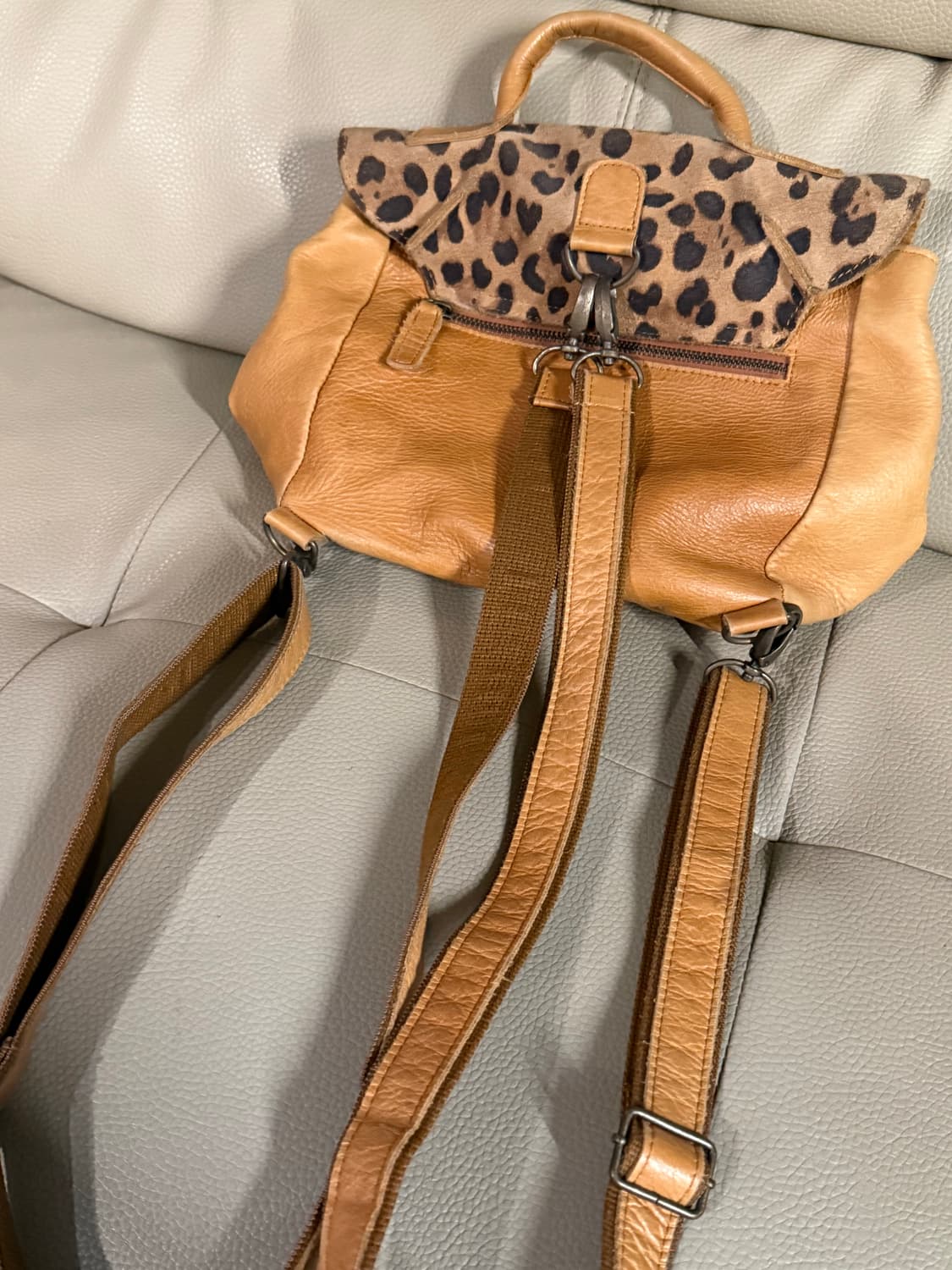 leopard pattern point leather backpack 상품이미지8