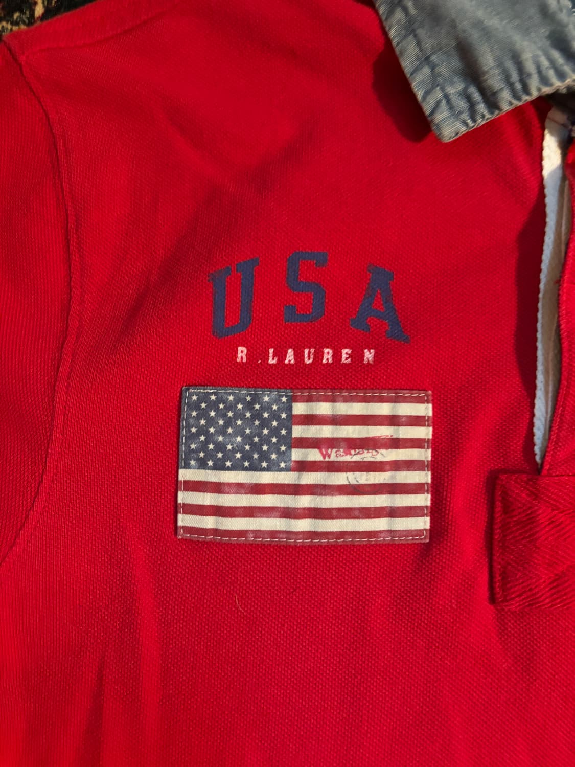폴로 랄프로렌 커스텀핏 USA 빅포니 럭비티 레드 상품이미지2