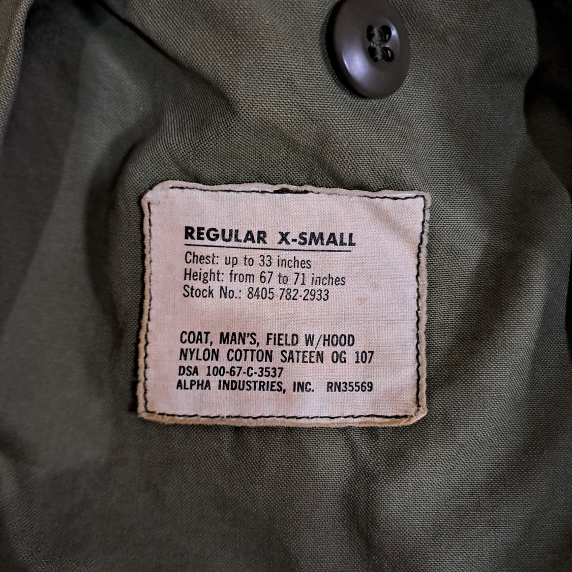 (택포) 알파인더스트리 60s 오리지널 m65 야상 자켓 XS A999 상품이미지9