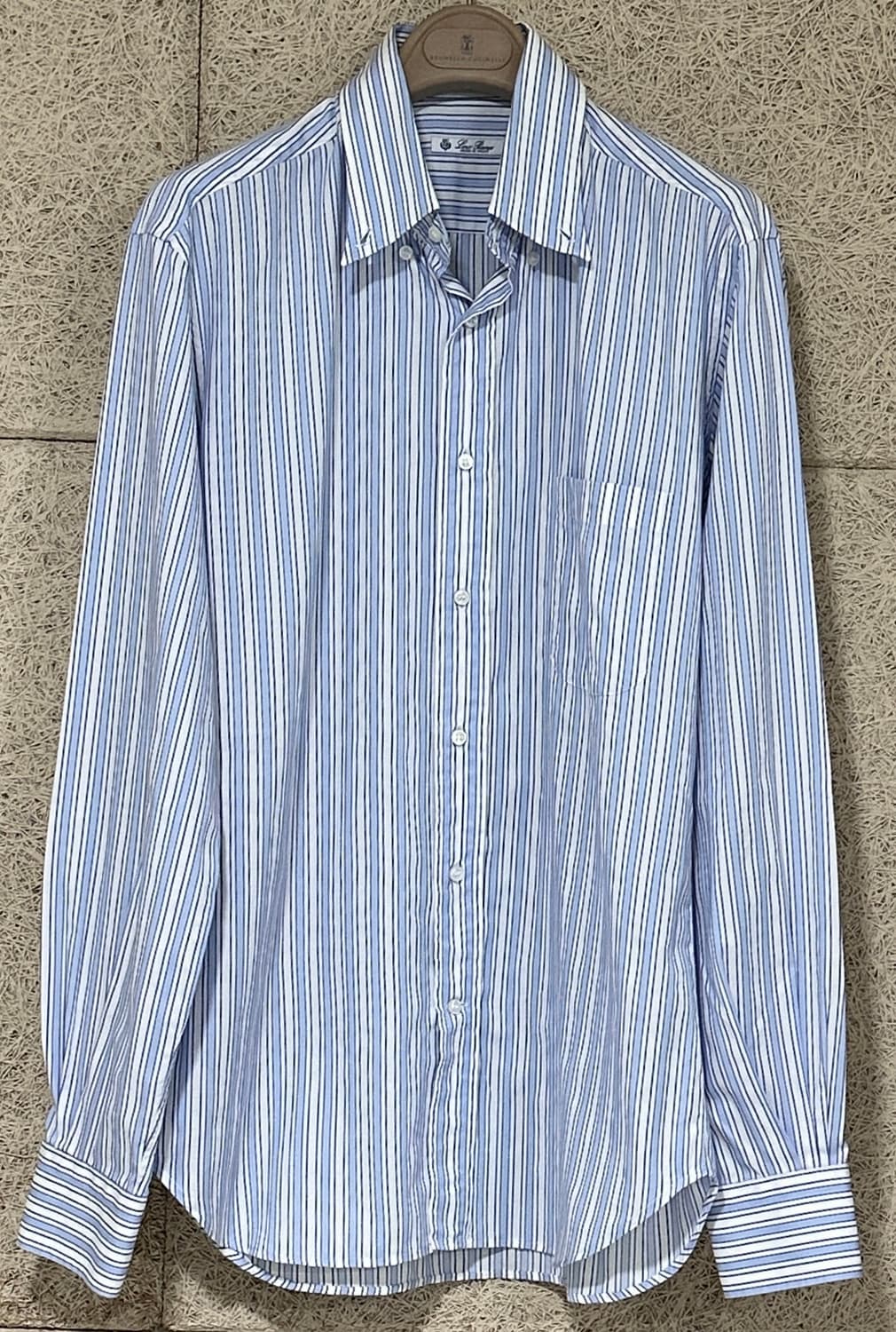 로로피아나 마글리아 블루 아이보리 스트라이프 셔츠 상품이미지2